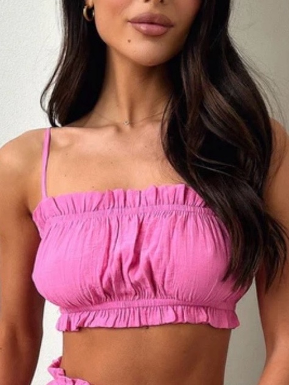 Thats So Fetch Size 6 Selina Crop Top Pink summer stretchy frill cropped NWT